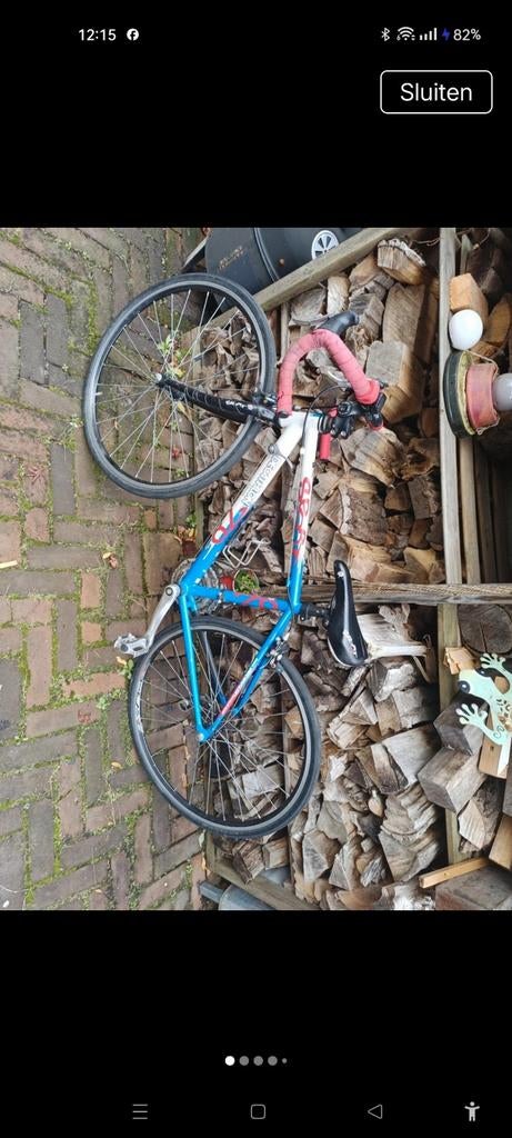 Decathlon kinder racefiets, wit/blauw, gebruikt, Fietsen en Brommers, Ophalen