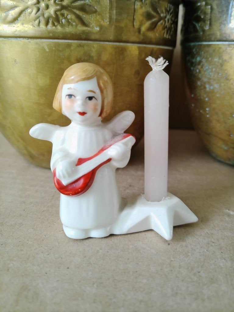 Goebel beeldje kandelaartje engel Goebel kerstengel 5cm 1960, Ophalen of Verzenden