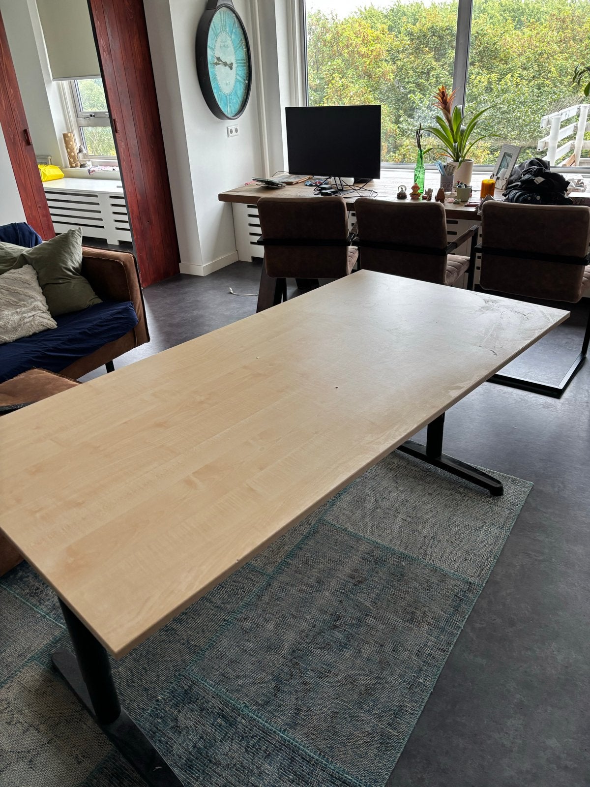 grote houten kantoortafel 160x80 cm - mist enkele schroeven, Ophalen, Gebruikt, 50 tot 100 cm, 150 tot 200 cm