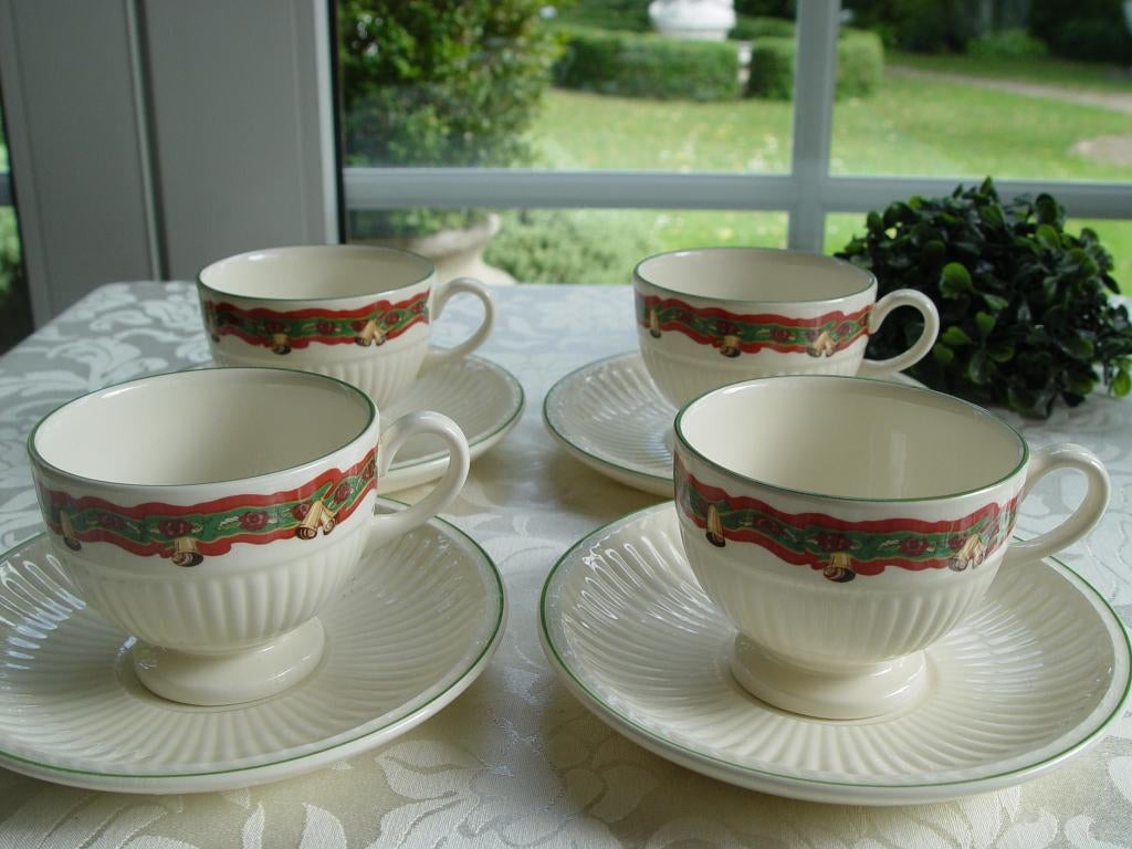Wedgwood christmas time theekop en schotels, Ophalen of Verzenden, Zo goed als nieuw, Wedgwood, Kop(pen) en/of Schotel(s)