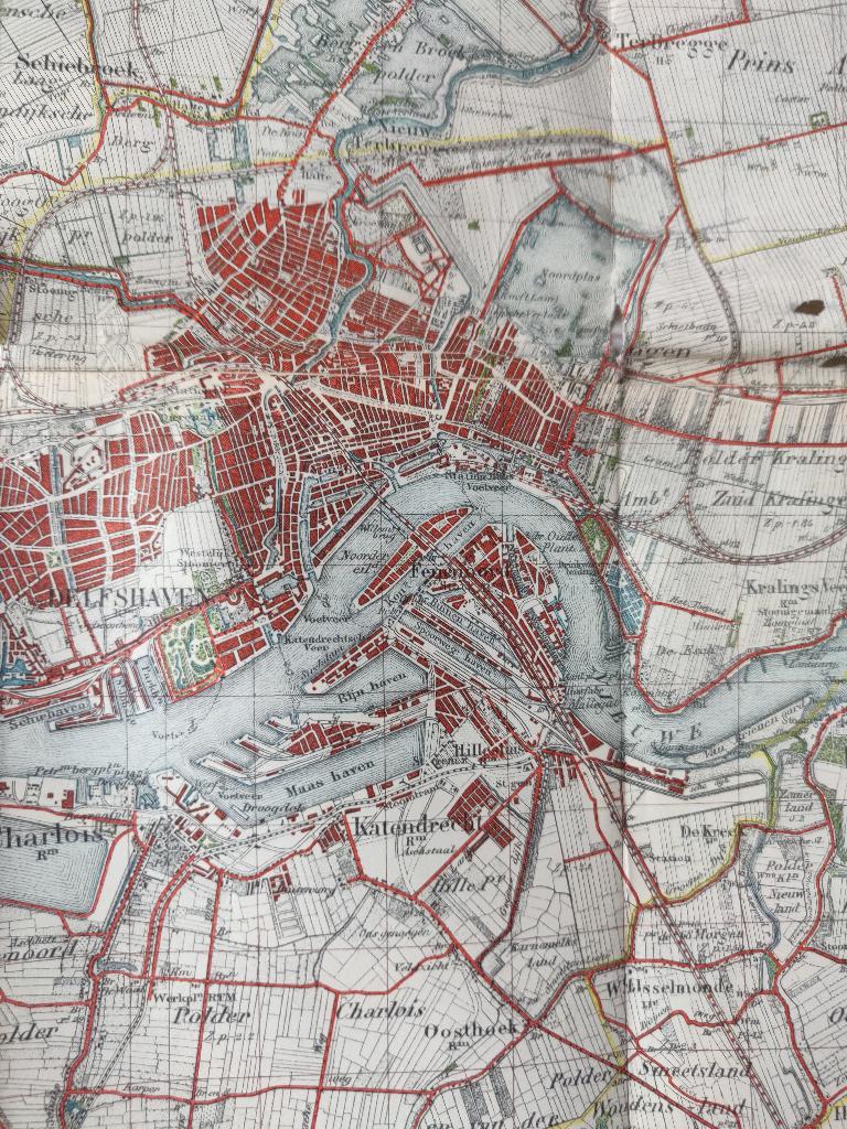 Stafkaart Rotterdam, Boeken, Atlassen en Landkaarten, Gelezen, Ophalen of Verzenden, Landkaart, 1800 tot 2000