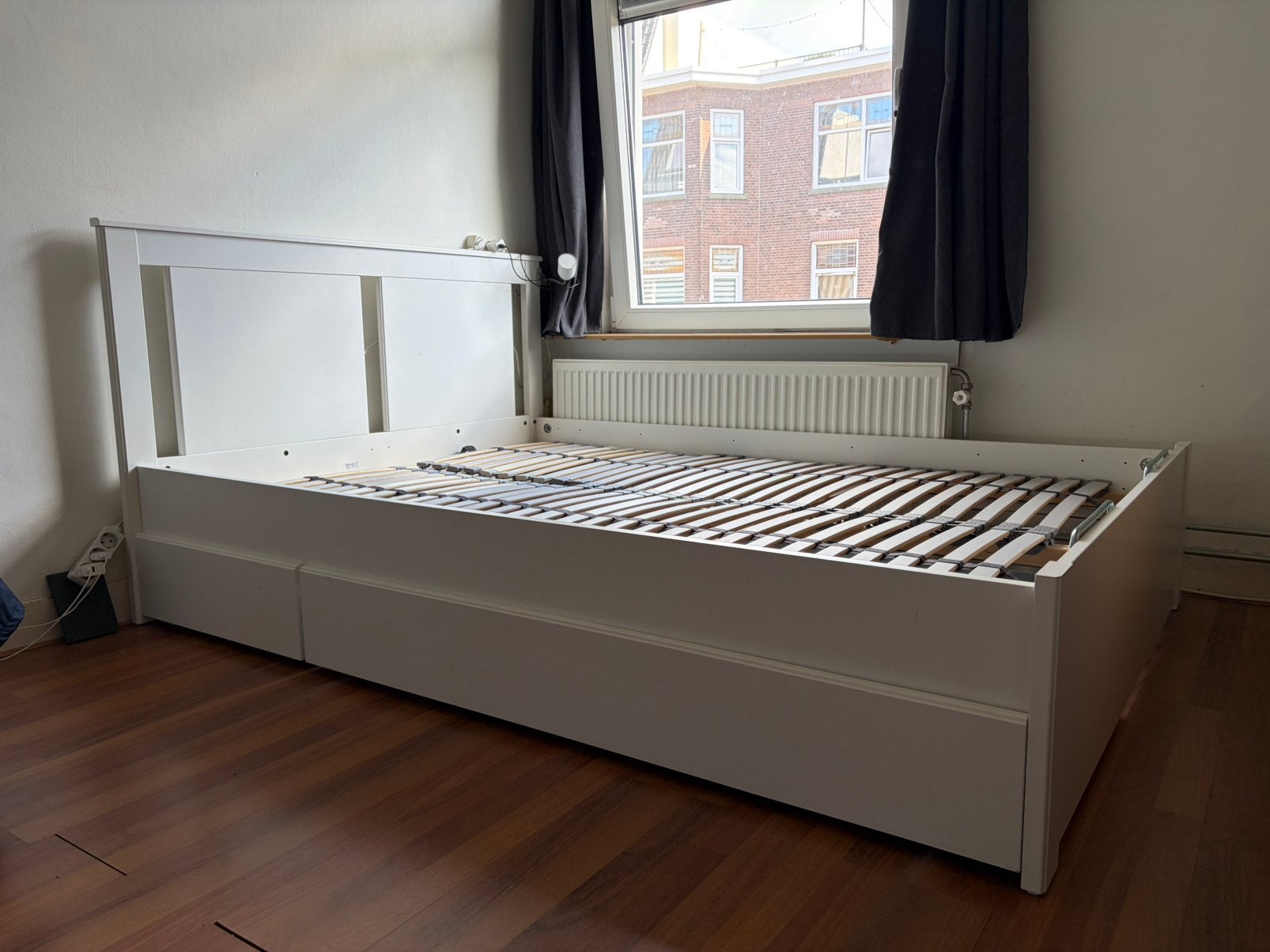 Ikea bed met lades, Ophalen, Gebruikt, Wit, 140 cm