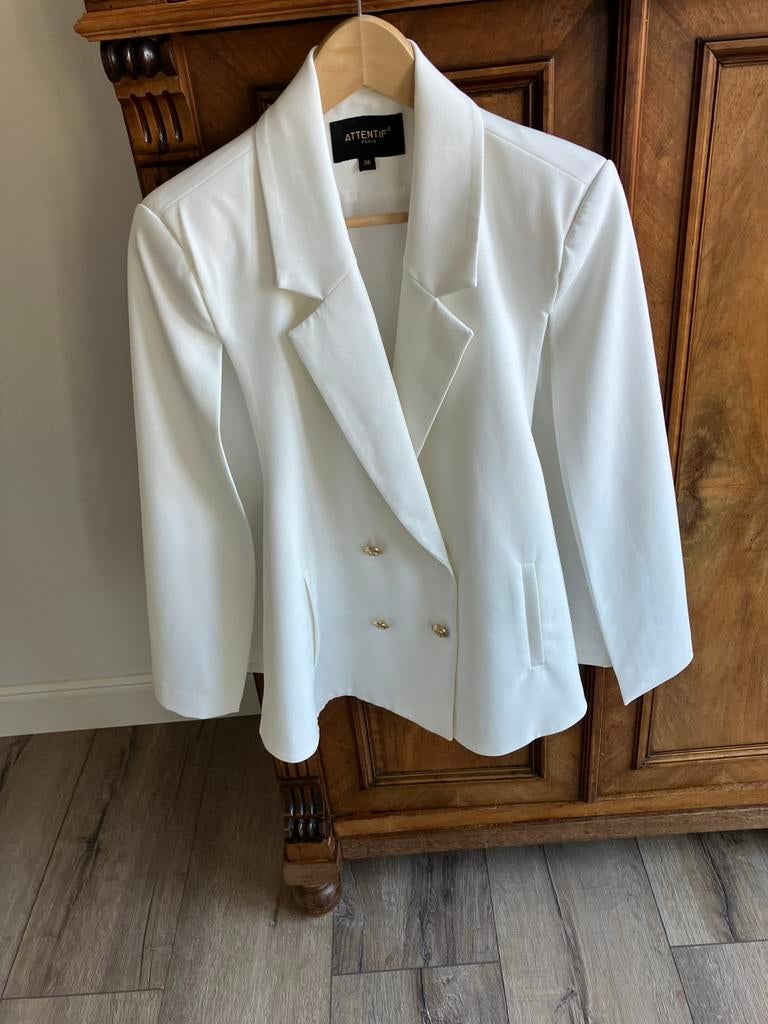 Attentif Paris blazer / cape jasje crème maat 38, Ophalen of Verzenden, Zo goed als nieuw, Maat 38/40 (M), Wit