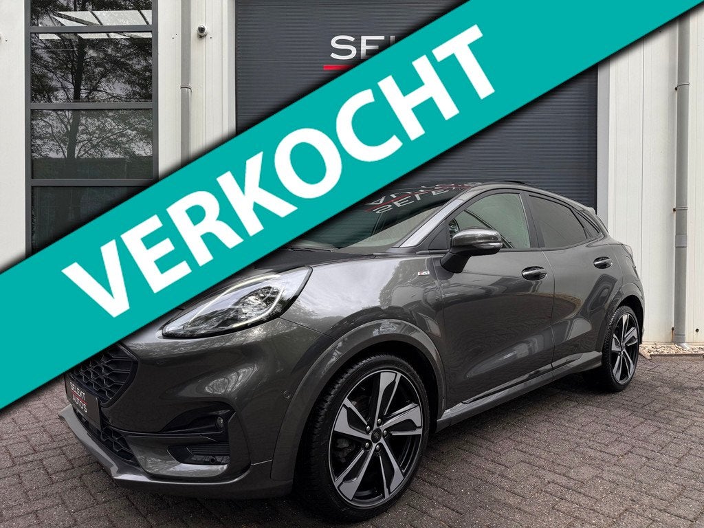 Ford Puma 1.0 EcoBoost Hybrid ST-Line X 125 Pk Pano/Navi/LED, Auto's, Ford, Voorwielaandrijving, 125 pk, Zwart, Leder en Stof