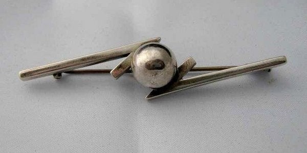 Hans Hansen vintage Deense zilveren Art Deco broche 925S, Ophalen, Zo goed als nieuw, Zilver, Overige materialen