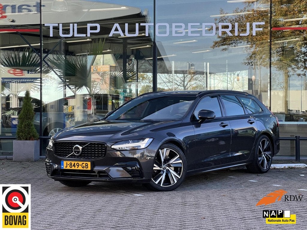Volvo V90 2.0 B5 R-Design Leder Dak HUD H&K Trekh NAP 2020, Auto's, Volvo, Euro 6, Grijs, 1726 kg, Zilver of Grijs