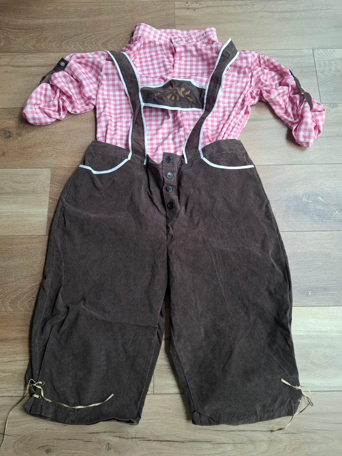 Oktoberfest kostuum XL - Lederhose en geruit overhemd, Maat 46/48 (XL) of groter, Ophalen of Verzenden, Kleding, Overige thema's