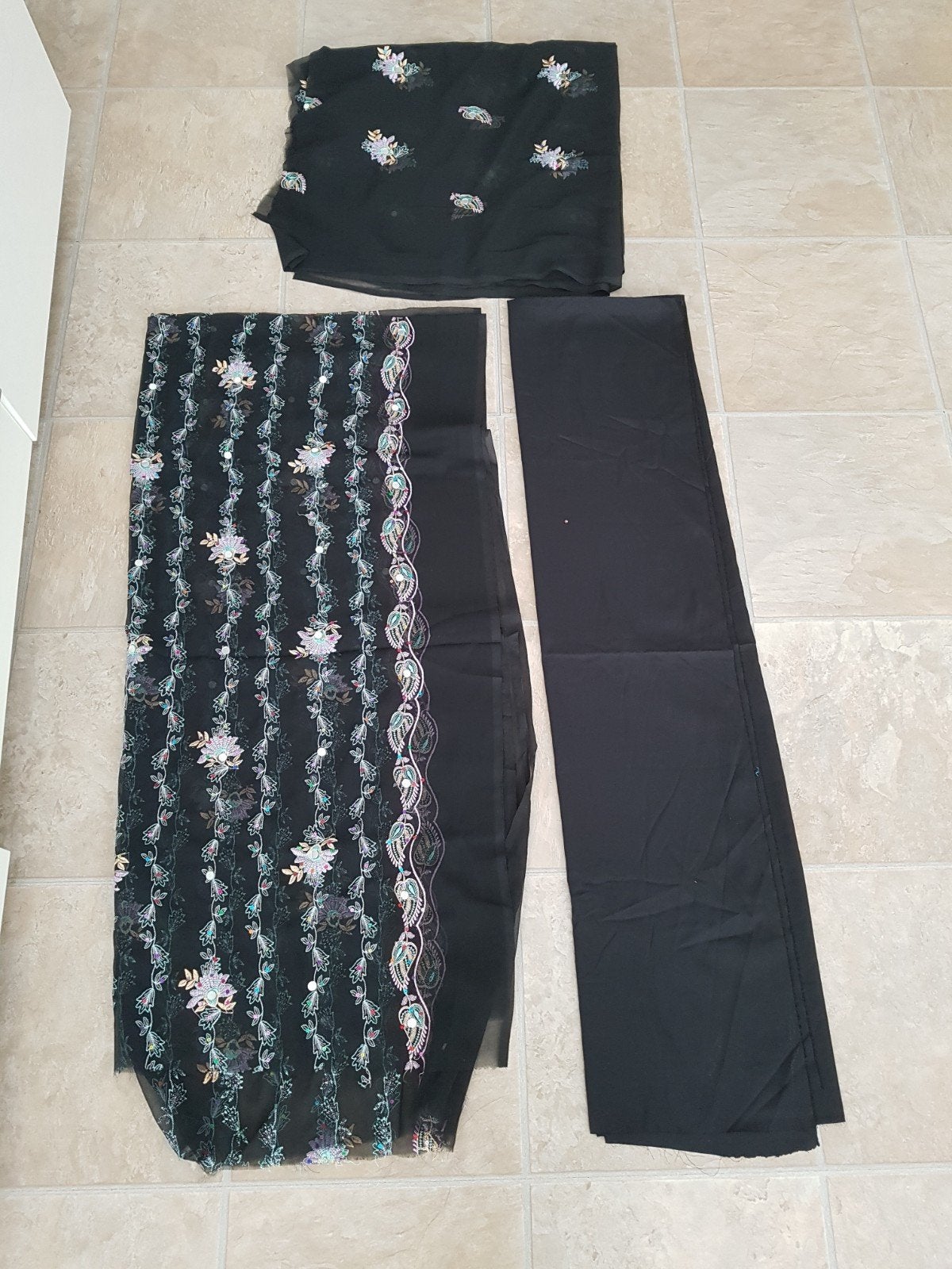 Nieuwe Indiase Salwar Kameez Dupatta Stof, Overige materialen, Zwart, Ophalen of Verzenden, 30 tot 120 cm