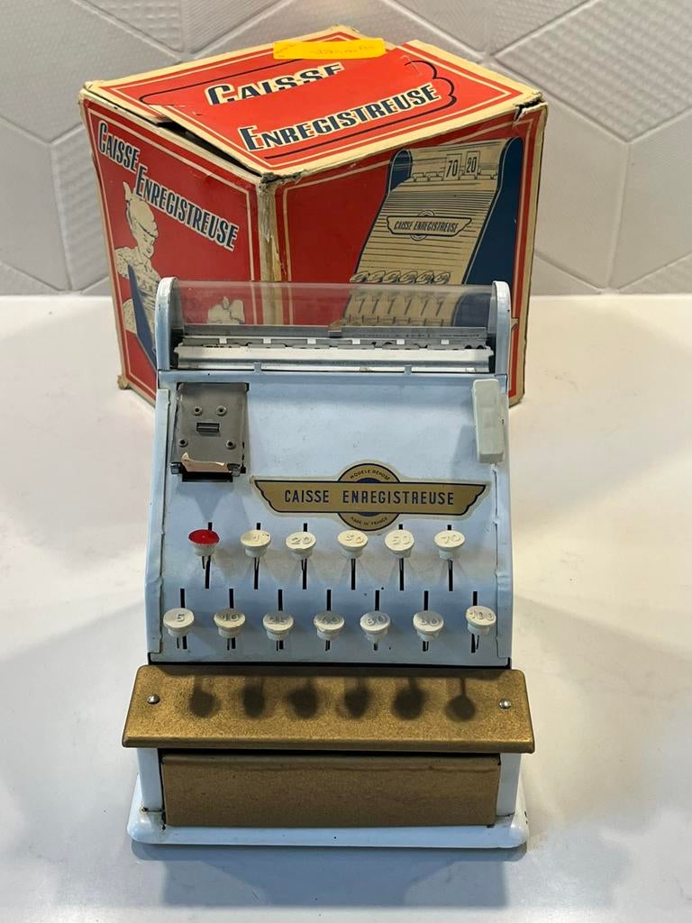 Vintage Franse blikken speelgoed kassa Made in France, Verzenden, Gebruikt