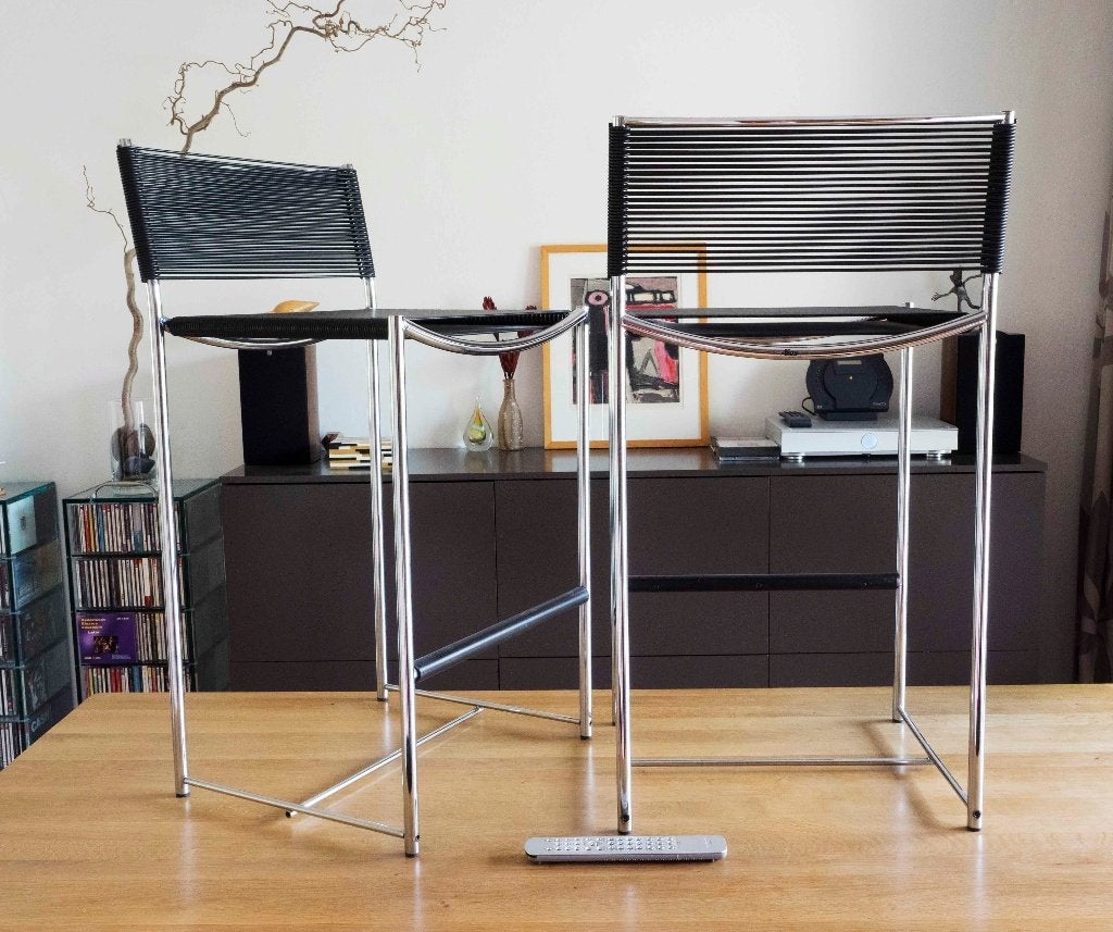 Kruk spaghetti 164 chroom/zwart 2x | design Belotti | Alias, Ophalen, Met voetsteun, ., 60 tot 90 cm