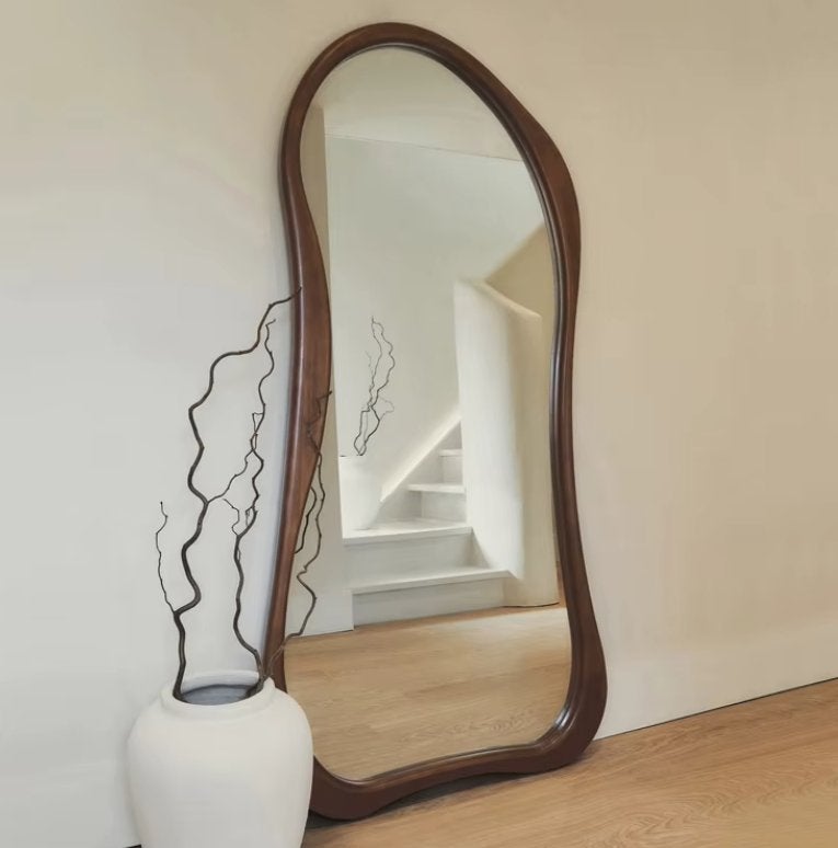Organische Staande Spiegel 180x80 cm | Houten Frame, Huis en Inrichting, Woonaccessoires | Spiegels, Nieuw, Ophalen of Verzenden