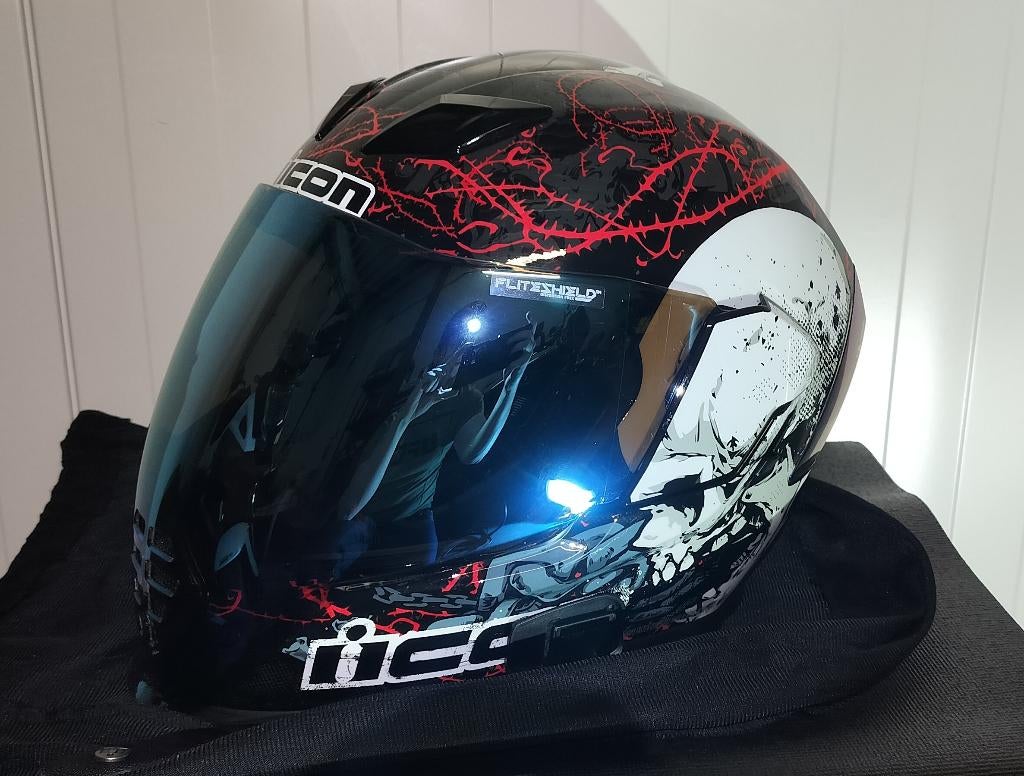 Icon Airflite Helmet Skull 18 Black maat S Z.g.a.n., Overige merken, Dames, Ophalen of Verzenden, Integraalhelm