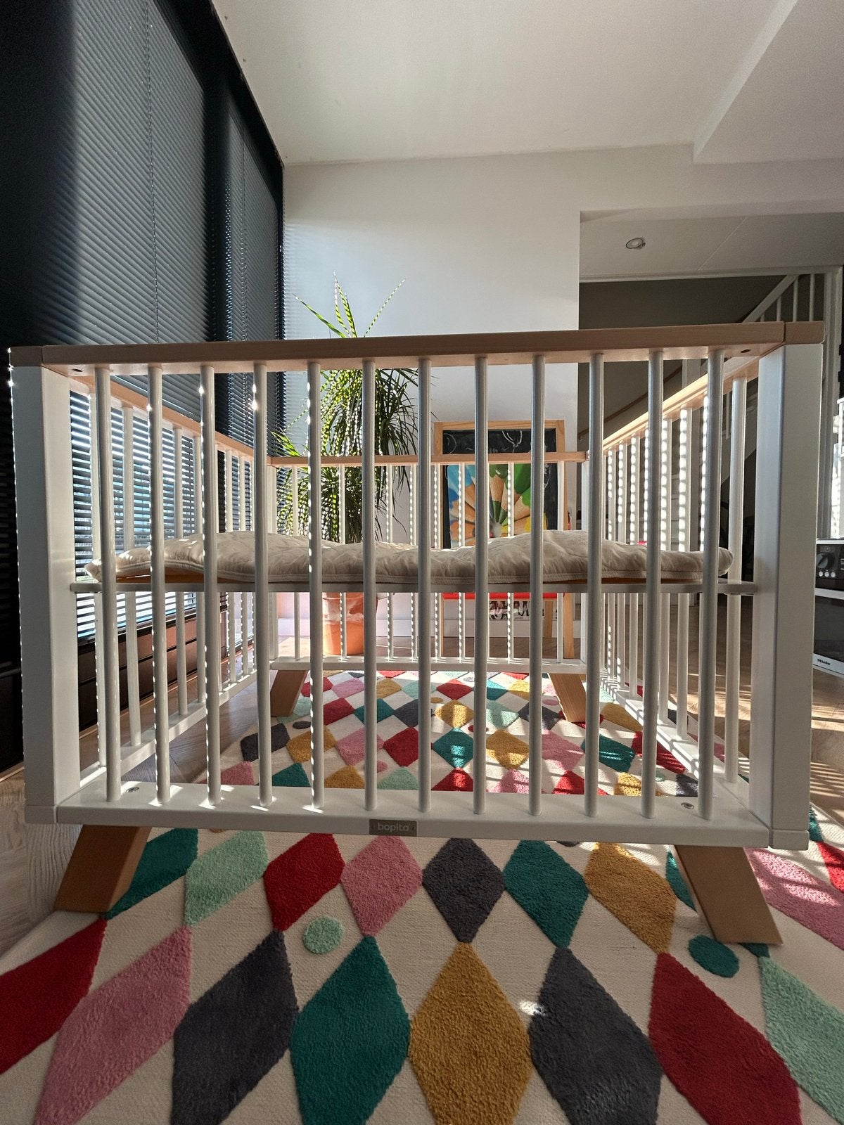 Bopita Box Lisa wit/naturel met matras, Ophalen, 85 tot 100 cm, Zo goed als nieuw, Minder dan 140 cm