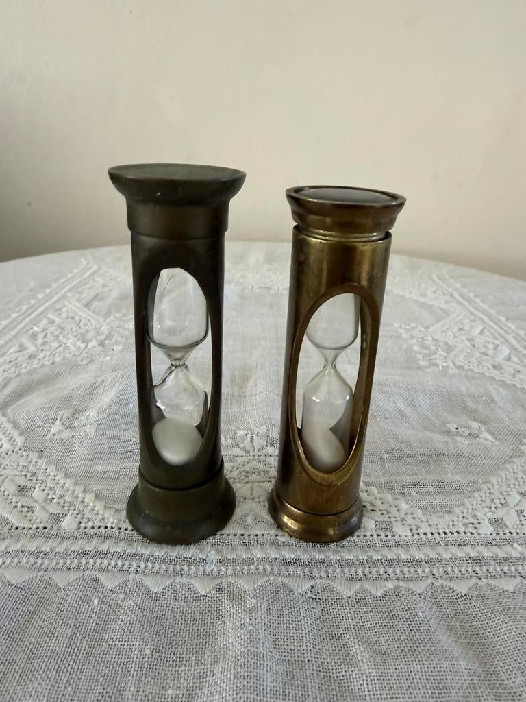2 vintage brass zandloper, Ophalen of Verzenden, Koper of Brons