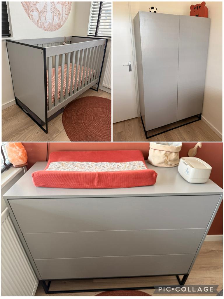 Stoere 3delige kamer houtlook met stalen frame, Ophalen, Zo goed als nieuw, Jongetje of Meisje