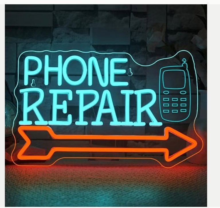 LED lamp neon stijl Phone Repair met pijl (37x23cm)