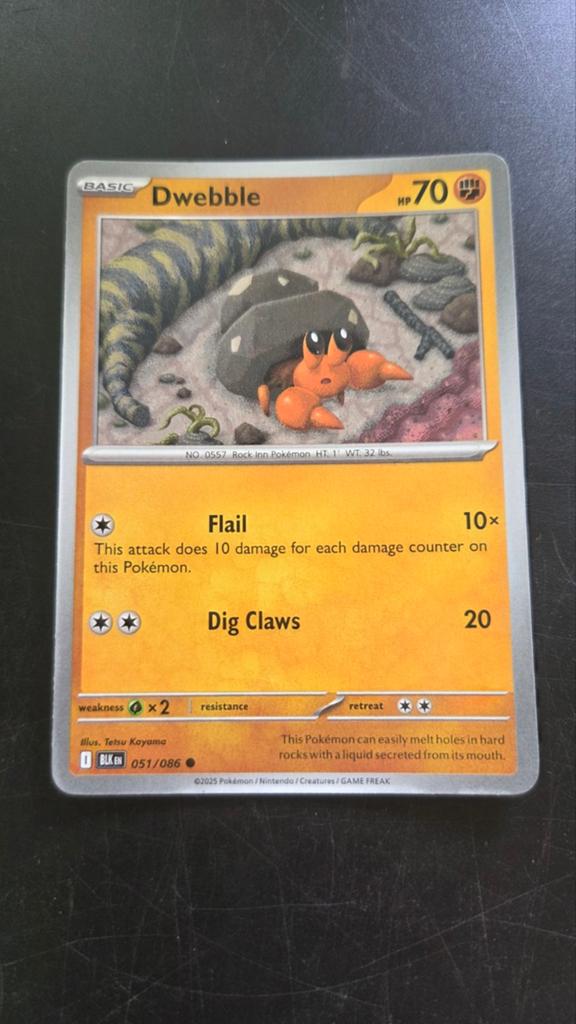 Dwebble 051/086 - Black Bolt - Pokémon Kaart, Verzenden, Zo goed als nieuw, Losse kaart