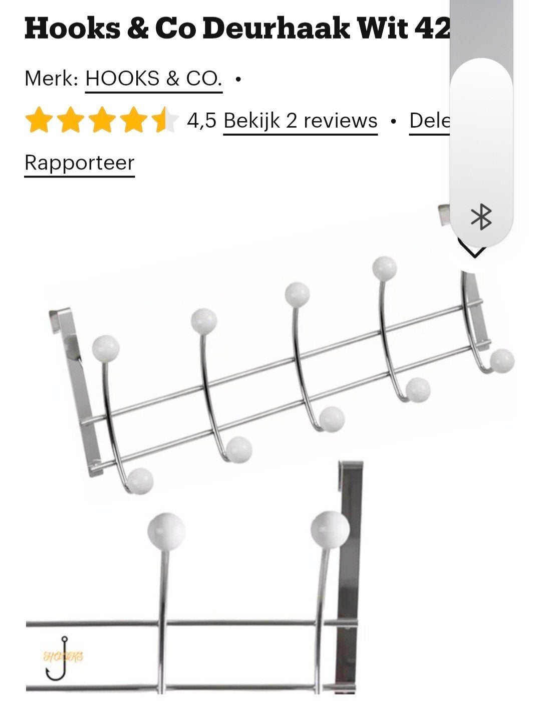 partij 12x  nieuw Hooks & Co Deurhaak Wit 42 Cm - Over de d, Hooks & Co, Nieuw, Ophalen of Verzenden, Info@hooks-co.com