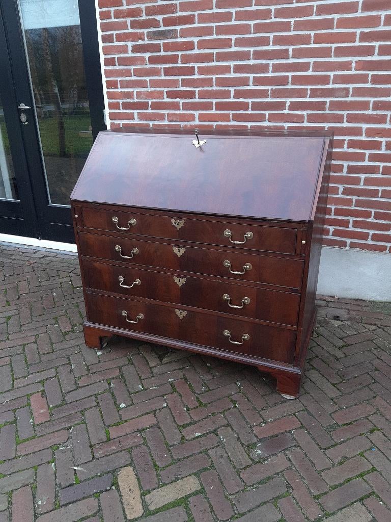 Antieke Georgian Engelse Mahonie Klep Secretaire, Antiek en Kunst, Ophalen
