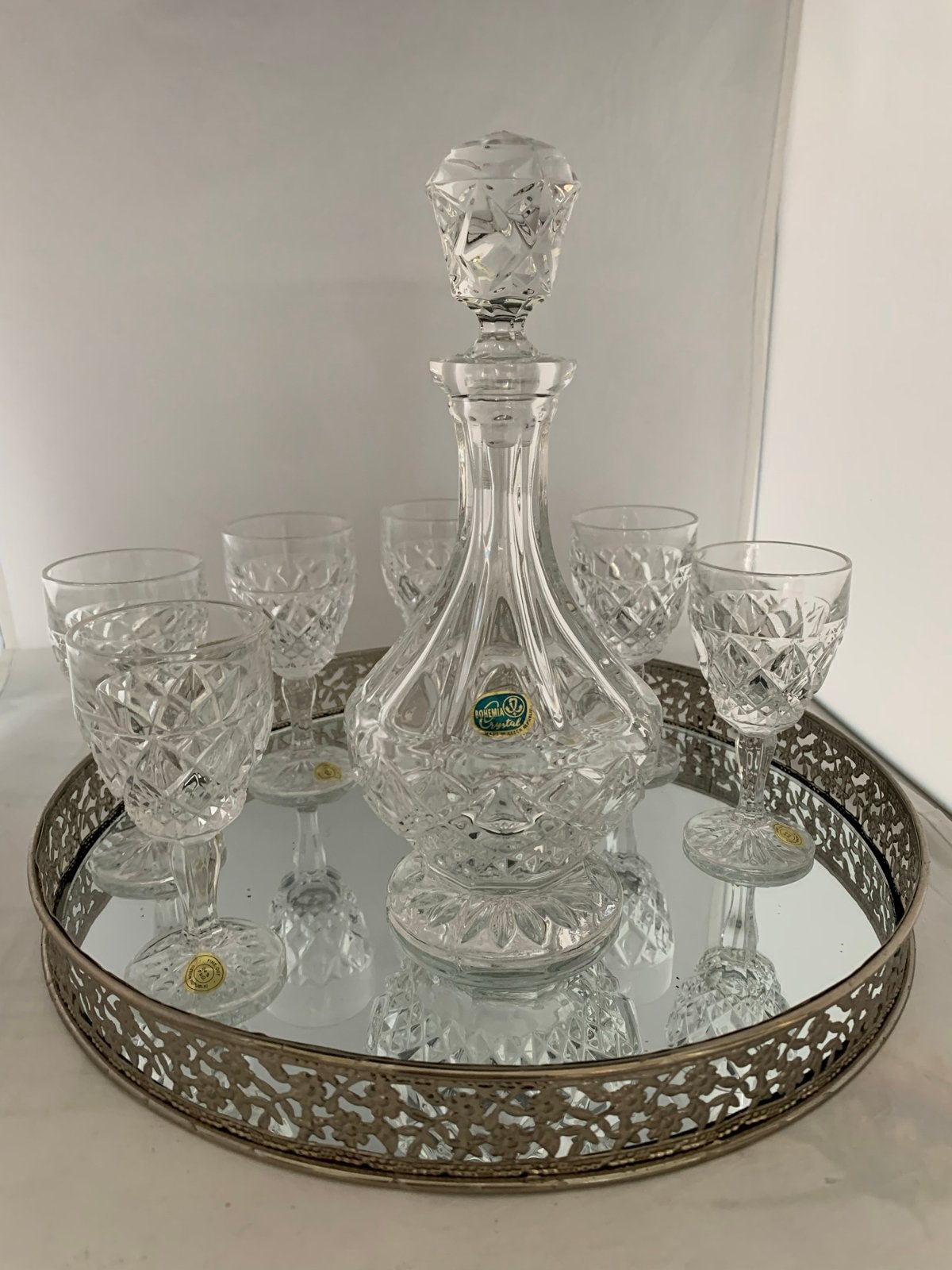 Bohemian Kristal Likeur Karaf met 6 Glaasjes, Ophalen