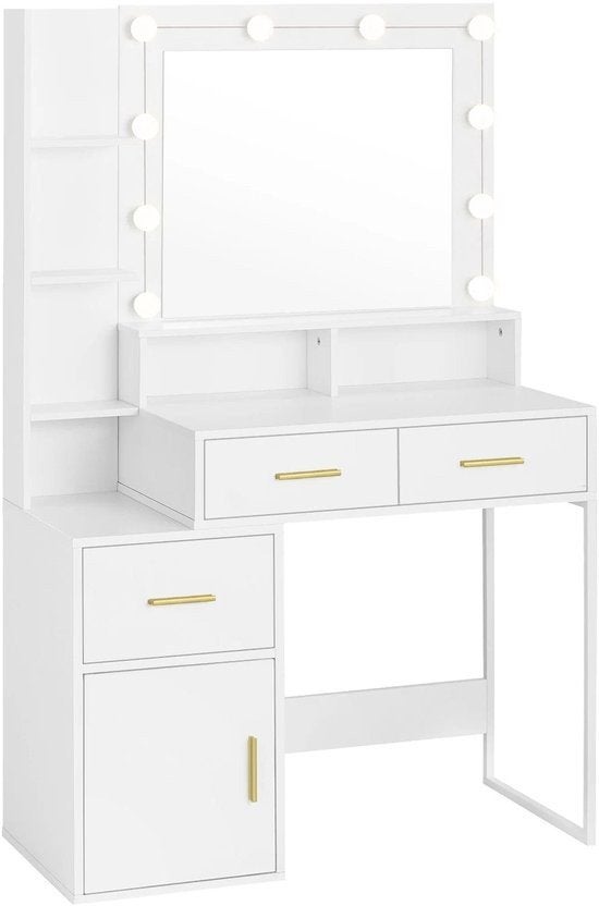 Kaptafel - Make-up Tafel - Kaptafel met spiegel en verlichti, Corvance B.V., Verzenden, Nieuw, Corvancebol@gmail.com