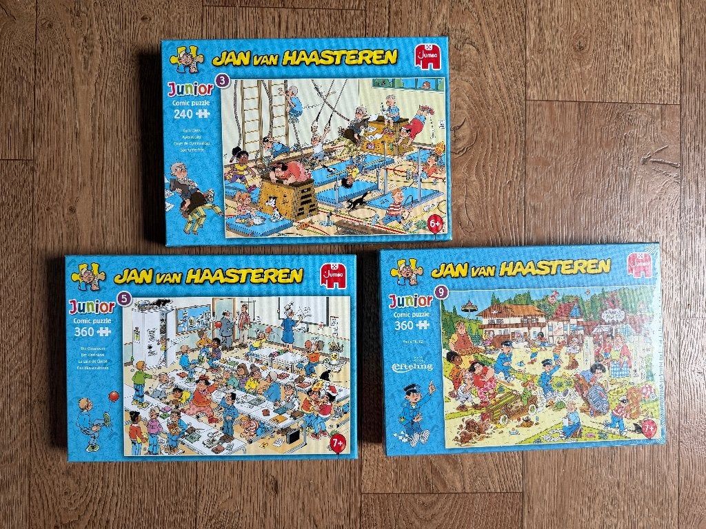 Jan van Haasteren Junior kinderpuzzels 240 360 stukjes, Ophalen of Verzenden, Meer dan 50 stukjes, Zo goed als nieuw, 6 jaar of ouder