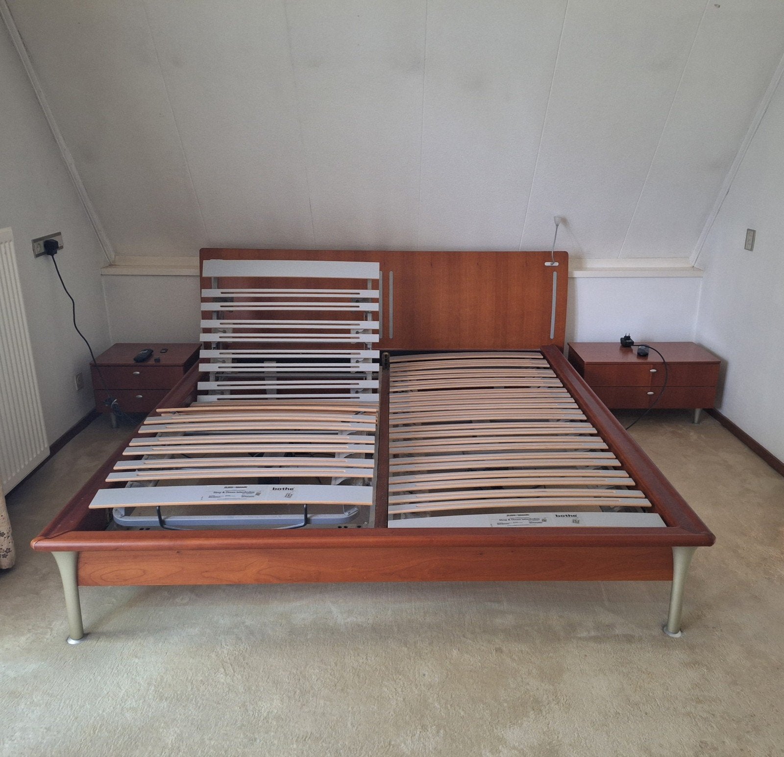 2 elektrische lattenbodems Sleep&Dream incl. bedombouw, Ophalen, Tweepersoons, Hout, 180 cm