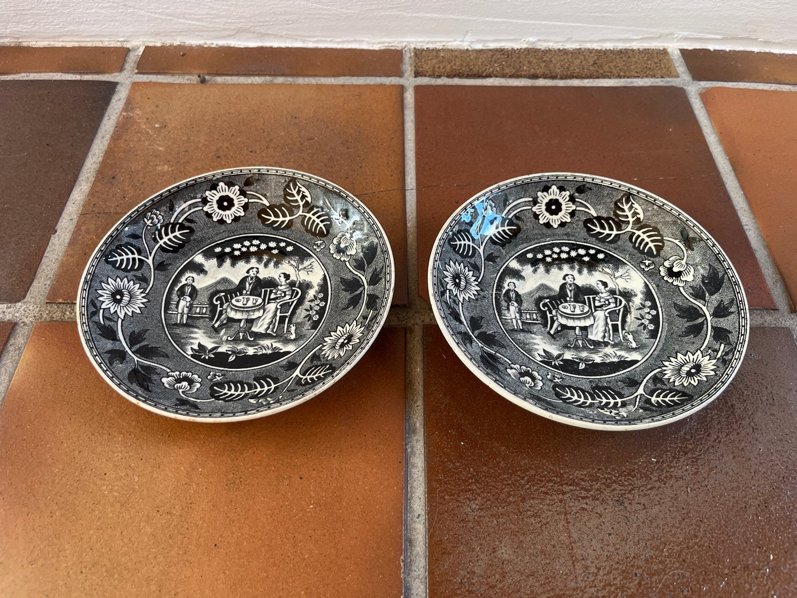 Antieke Tea Drinker Schoteltjes - Société Céramique (2x), Antiek en Kunst, Ophalen