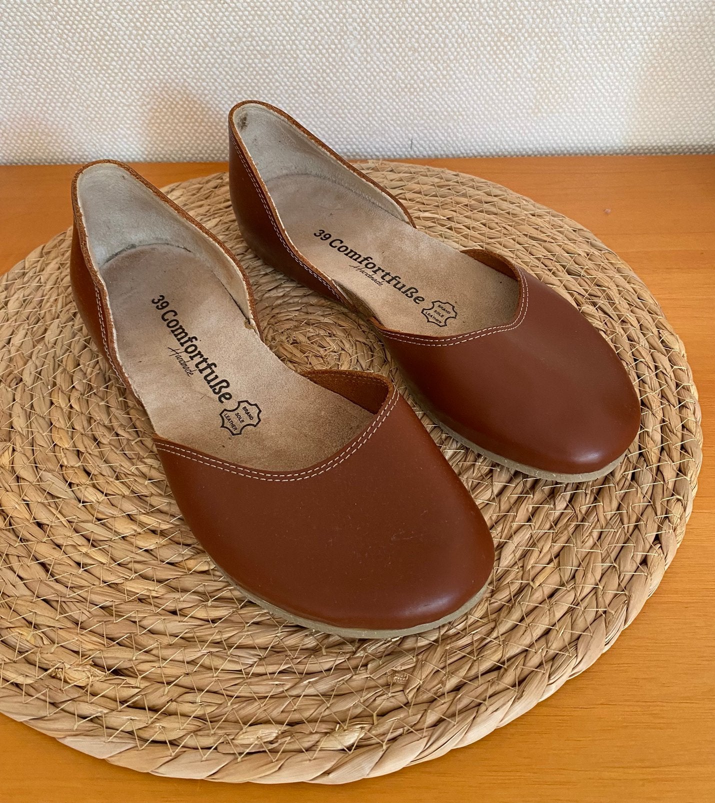 *Comfortfüße Handmade Leren Ballerina's - maat 39, Bruin, Zo goed als nieuw, Ballerina's, Ophalen of Verzenden