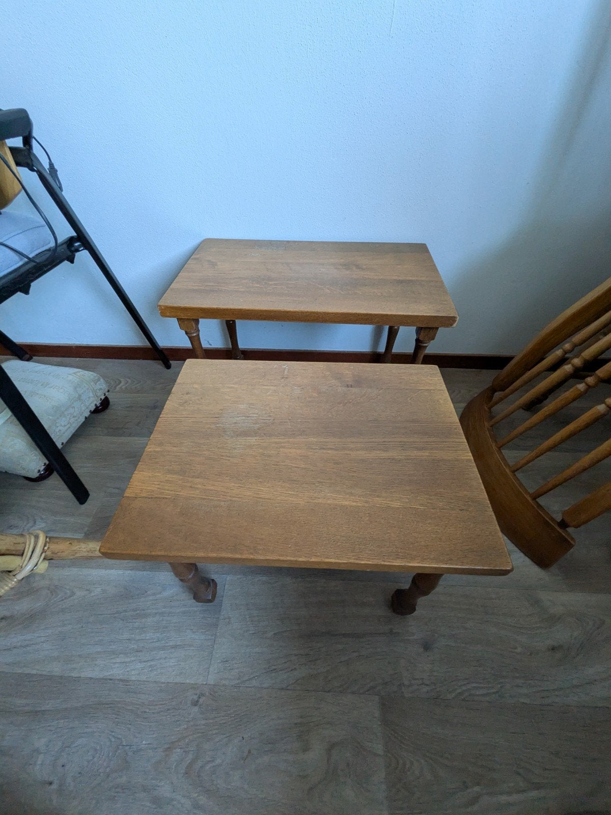 Set van 2 houten bijzettafels, Minder dan 45 cm, Minder dan 55 cm, Gebruikt, Ophalen of Verzenden