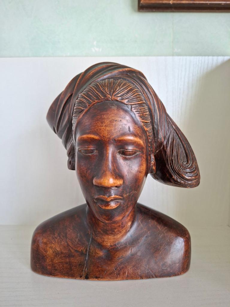FRAAI! Oude buste Balinese vrouw/ houtsnijwerk/ jaren '50, Antiek en Kunst, Ophalen of Verzenden