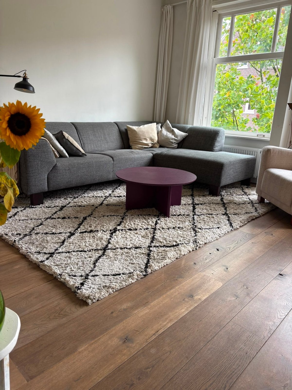 Westwing Vloerkleed - Crème met Zwart Patroon, Ophalen, Gebruikt, 150 tot 200 cm, 200 cm of meer
