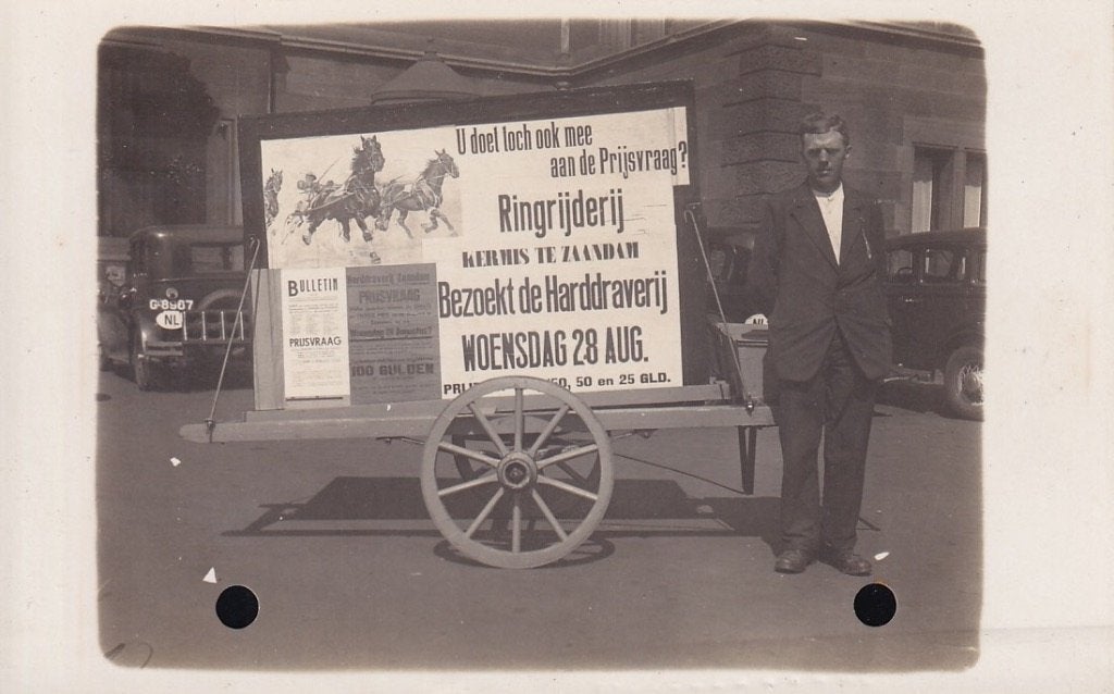 766S fotokaart Zaandam reclamekar kermis paardensport, Ophalen of Verzenden, 1920 tot 1940, Ongelopen, Noord-Holland