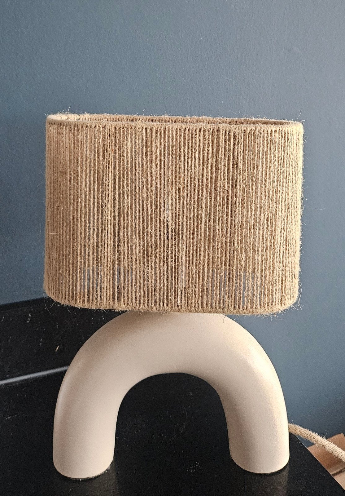 Sklum Tafellamp met Juten Kap - Beige/Natuurlijk, Beige, Verzenden, Zo goed als nieuw