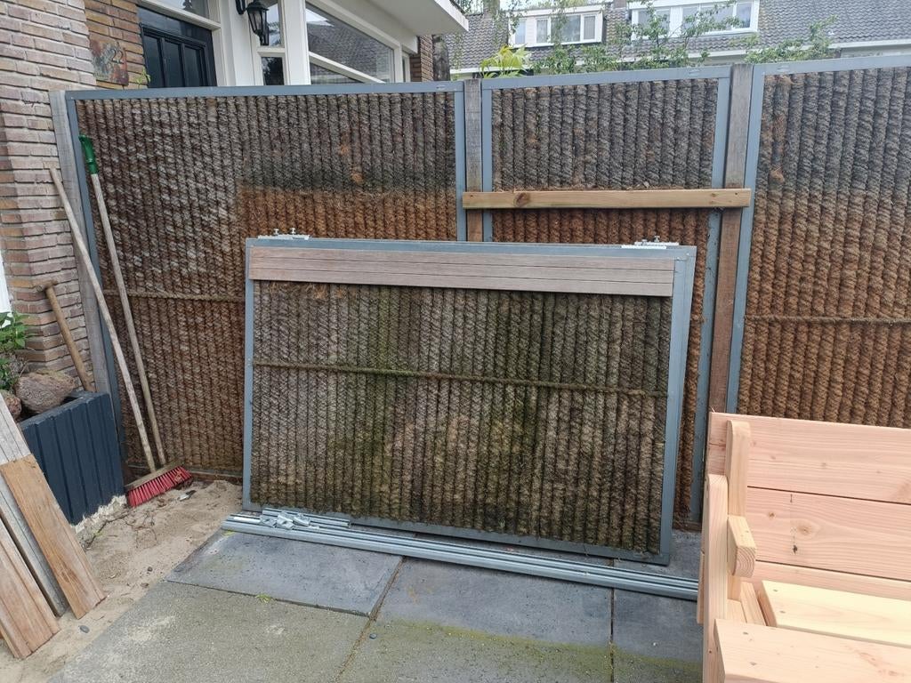 Kokoswand 180x120 met schuifwand systeem (2 delen), Tuin en Terras, Ophalen, Gebruikt, Overige materialen, Overige typen