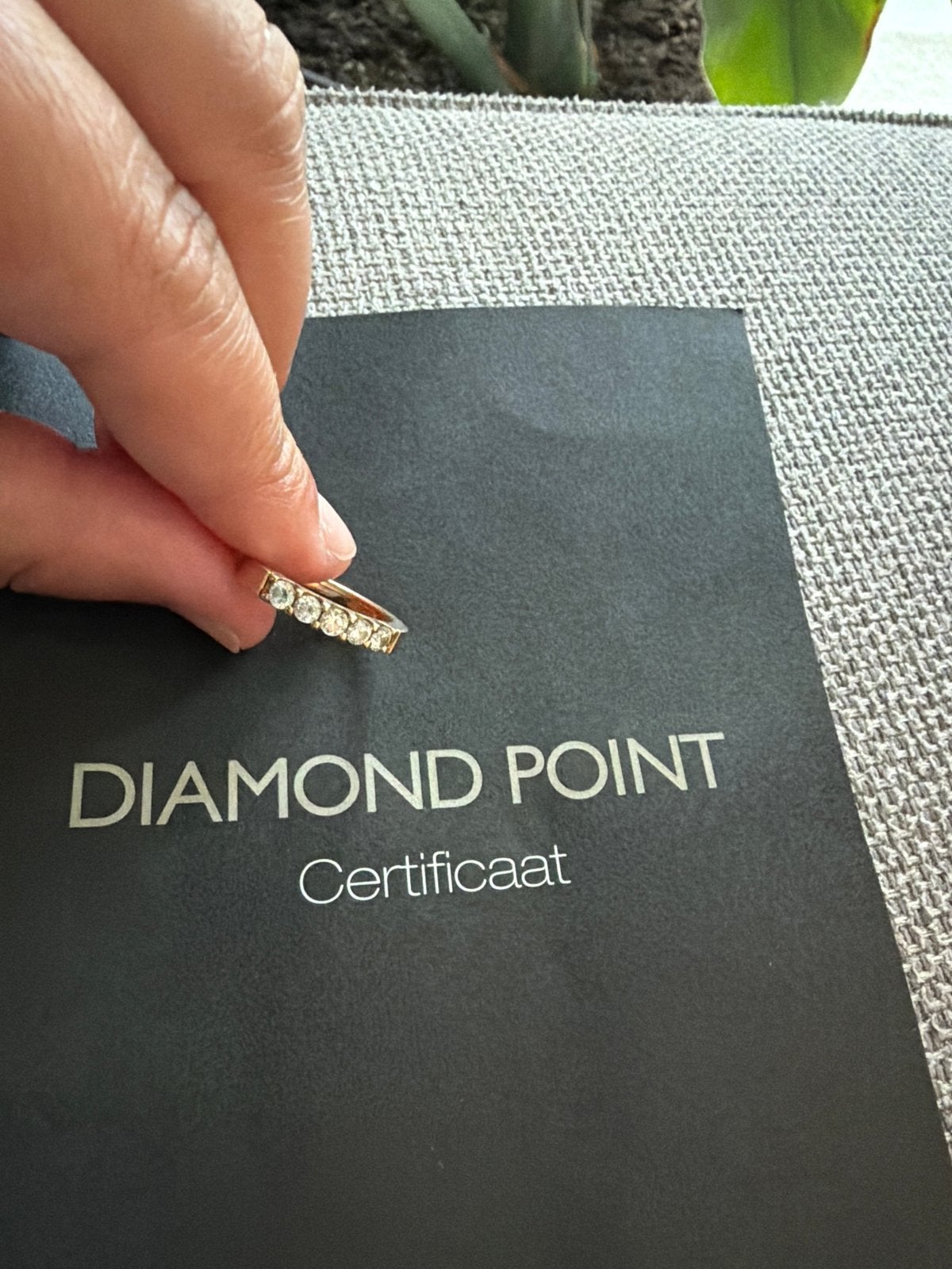 Diamanten Alliance Ring 14K Goud 0.45 ct Briljant Maat 50, Gebruikt, Ophalen of Verzenden, Kleiner dan 17, Met edelsteen