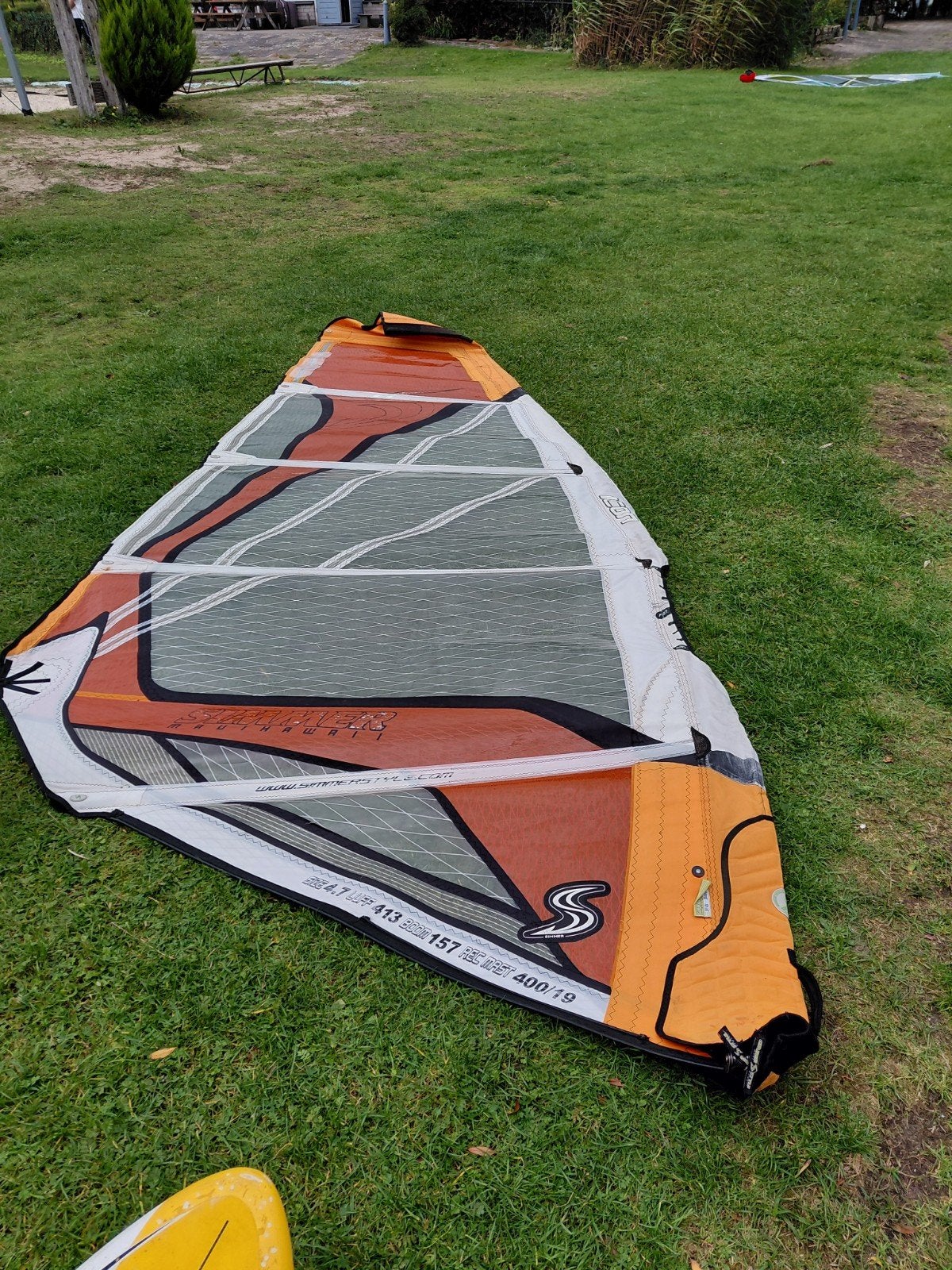 Complete wavewindsurfset, Schimmer zeilen, Powerex masten, g, Watersport en Boten, Overige merken, Gebruikt, Deelbare mast, 3.5 tot 5 m²