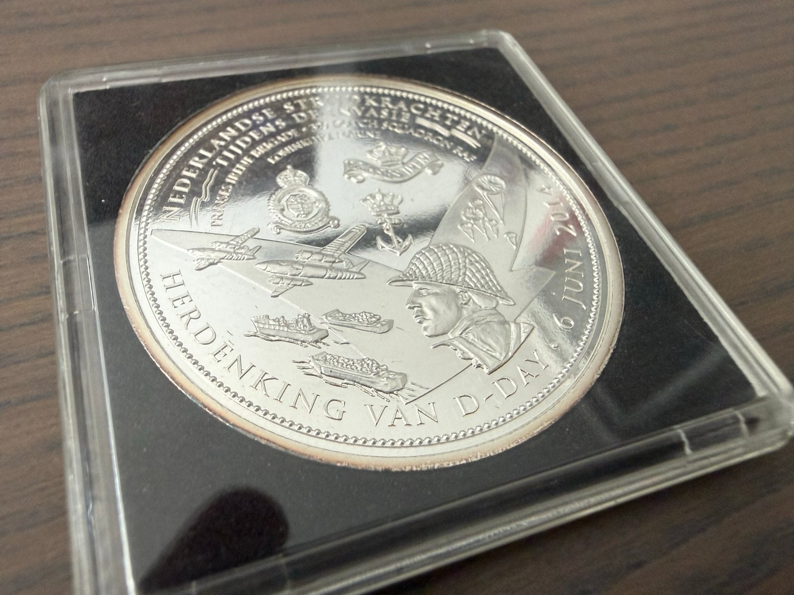 Herdenkingsmunt D-Day 2014 - Verzilverd Koper 40 mm, Zilver, Koningin Wilhelmina, Losse munt, Overige waardes