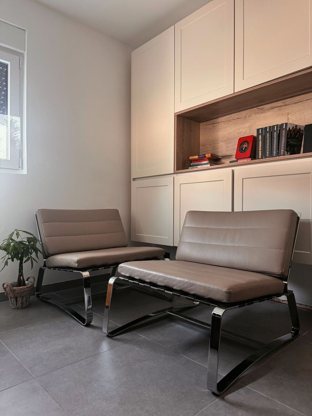 2x Minotti Delaunay Quilt Lounge Zetels, Leer, 75 tot 100 cm, Ophalen of Verzenden, Zo goed als nieuw