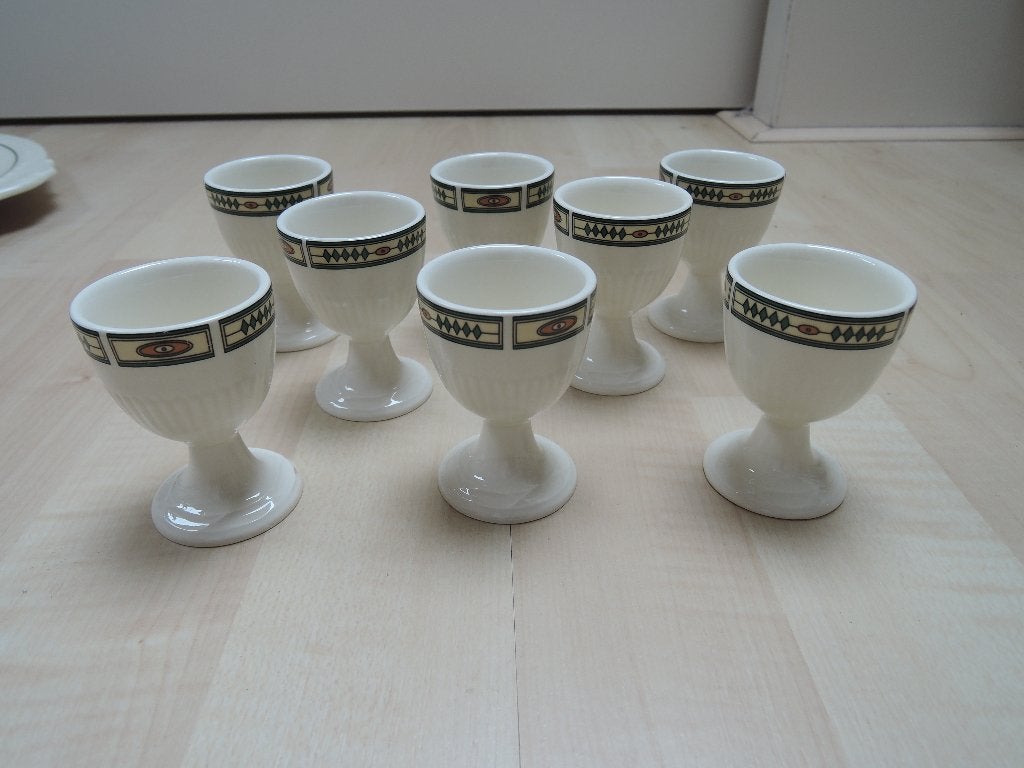 6 eier dopjes Recamier Royal Creamware, Wedgwood-look, Huis en Inrichting, Ophalen of Verzenden, Zo goed als nieuw, Porselein