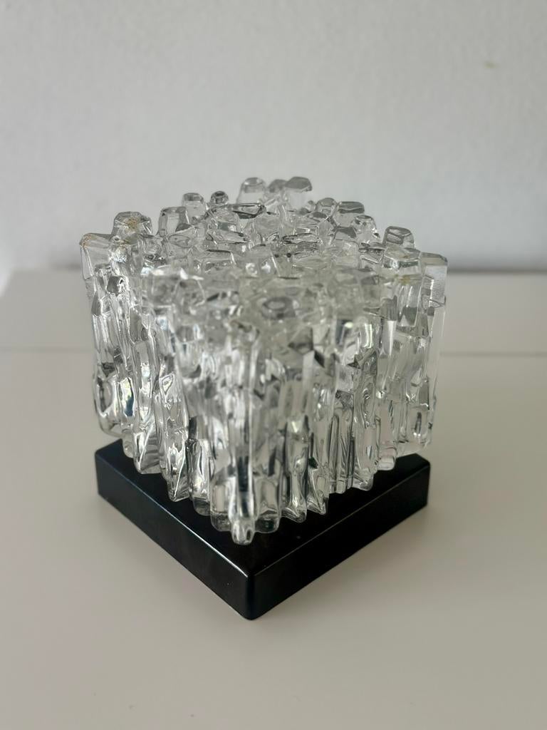 Vintage glazen “ ice cube” plafondlamp by Helena Tynell, Ophalen of Verzenden, Gebruikt, Glas, MCM