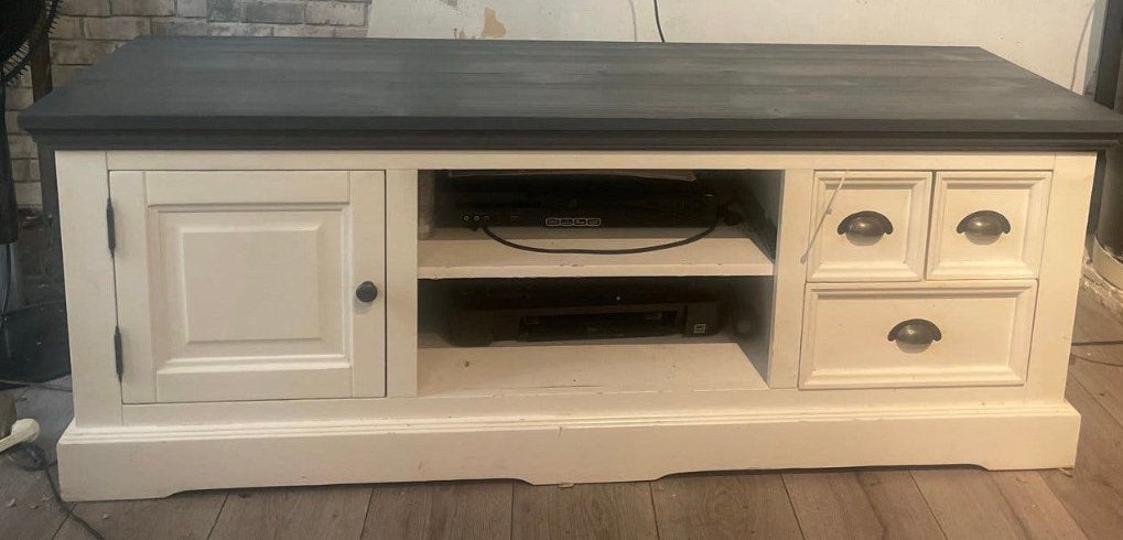 Landelijk tv-meubel met opbergruimte, Ophalen, Gebruikt, 100 tot 150 cm, Minder dan 100 cm