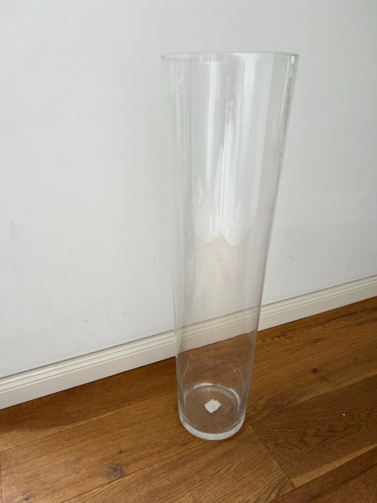 Grote hoge glazen vaas, transparant, 70cm hoog, Ophalen of Verzenden, Gebruikt, Transparant, Glas