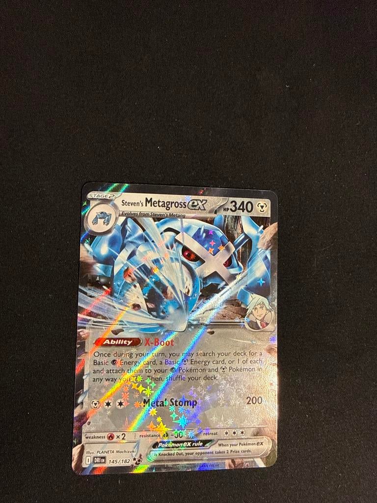 Steven's Metagross EX 145/182 Pokemon Kaart, Verzenden, Zo goed als nieuw, Losse kaart, Foil
