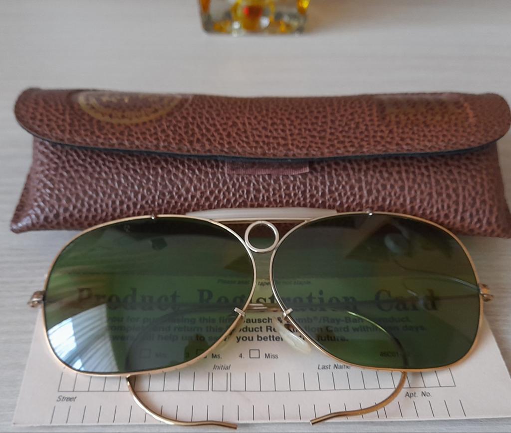 Vintage ray ban outdoorsman shooter B&L glazen 64-14, Ophalen, Gebruikt, Groen, Ray-Ban