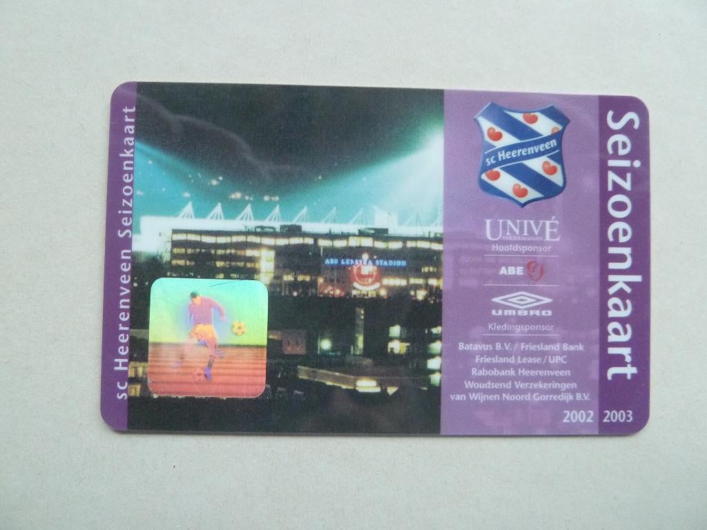 Seizoenkaart. Sc Heerenveen 2002/2003  Witte achterkant, Ophalen of Verzenden, Gebruikt, Overige binnenlandse clubs, Overige typen