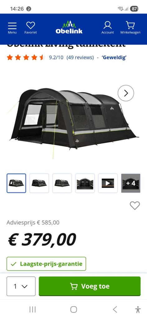 Obelink living , lees tekst, Caravans en Kamperen, Tenten, Ophalen