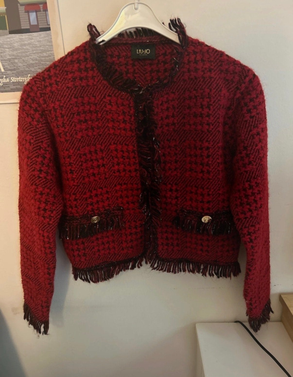 Liu Jo rood jasje met franjes - Maat S, Kleding | Dames, Ophalen of Verzenden, Zo goed als nieuw, Jasje, Maat 36 (S)
