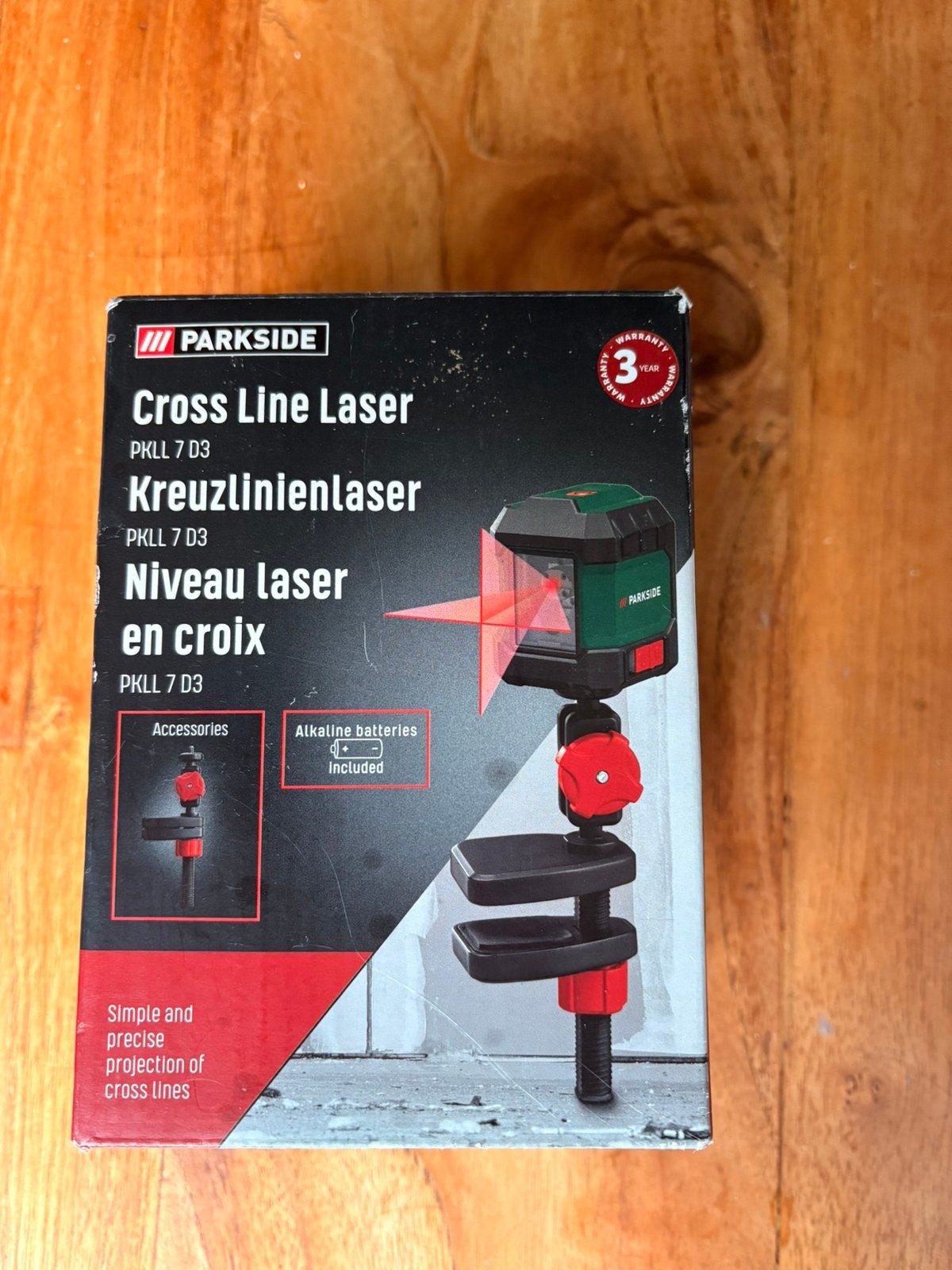 Parkside Cross Line Laser PKLL 7 D3 - Nieuw in doos, Doe-het-zelf en Verbouw, Meetapparatuur, Ophalen of Verzenden, Nieuw, Licht
