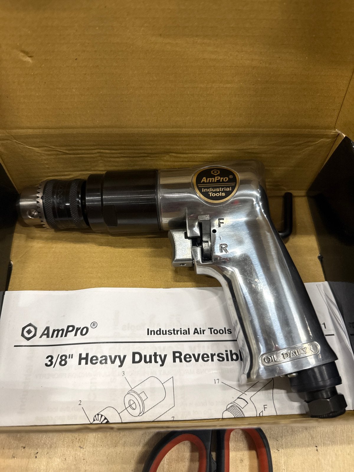 AmPro 3/8" Heavy Duty Air Reversible Boormachine, Boormachine, Variabele snelheid, Nieuw, Ophalen of Verzenden